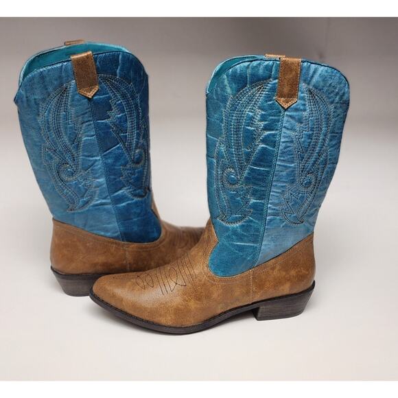 Coconut Gaucho Two Tone Western Boots Size 8.5M - Picture 6 of 9